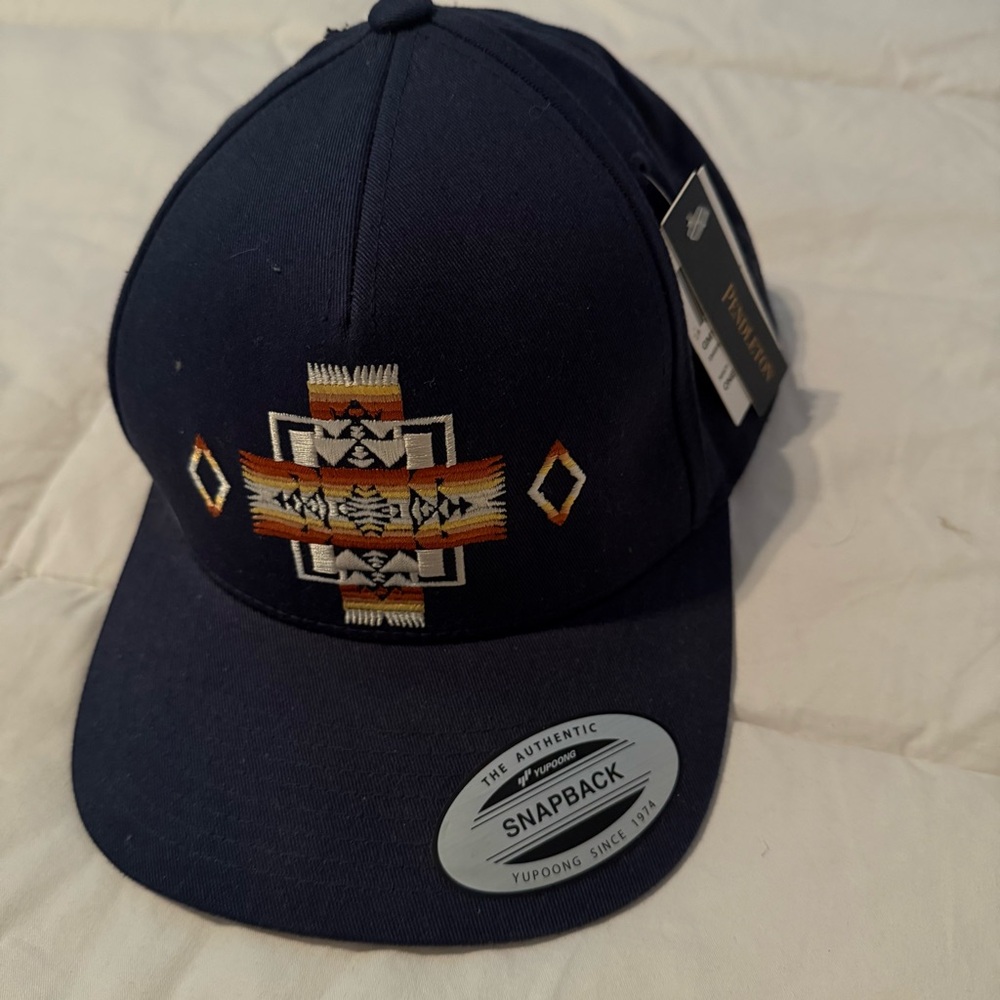 Pendleton Navy Snapback Hat with Geometric Design